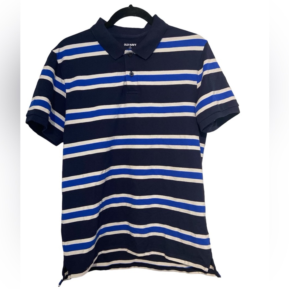 Blue and white striped Old Navy Polo Shirt